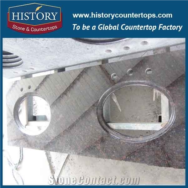 History Stone Hgj032 Kashmir Golden Ogee Standard Polished Jointless Edge Supplier Granite Veneer Countertops & Vanity Top for Hotel Bathroom Project