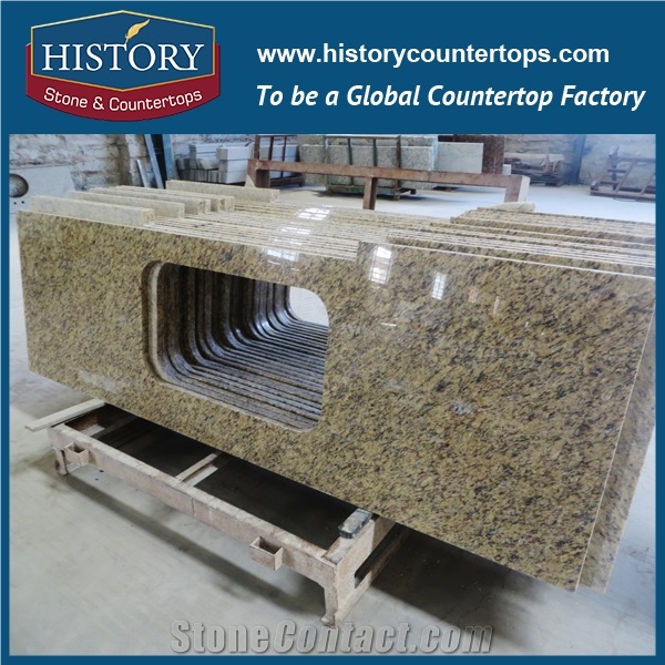 History Stone Hgj059 New Venitian Golden Prefab High Density Flat Standard Laminate Customised Countertops & Vanity Top, Table Tops for Wholesale