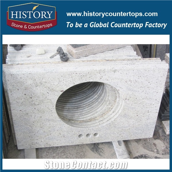 History Stone Hgj063 Kashmir White Radius Top Polishing Edge Prefab Size Custom Fancy Modular Granite Countertops & Vanity Top for Bathroom
