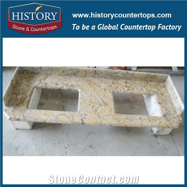 History Stone Hgj108 Sunny Fower Laminate Bullmose Prefab Polishing Granite Indoor Unfinished Stone Countertops & Vanity Top for Residental Bathroom