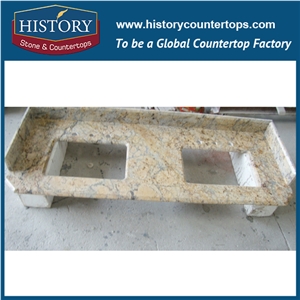 History Stone Hgj108 Sunny Fower Laminate Bullmose Prefab Polishing Granite Indoor Unfinished Stone Countertops & Vanity Top for Residental Bathroom