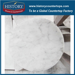 History Stone Hmj010 Bianco Carrara White Marble Circle Customized Edging Shaped Furniture Material Clear Table Top & Worktops for Home Usage