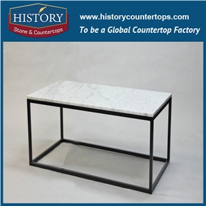 History Stone Hmj010 Bianco Carrara White Marble Circle Shape Polishing Customizable Cut Furnitures Dining Room Table Top & Island Top for Usa Market