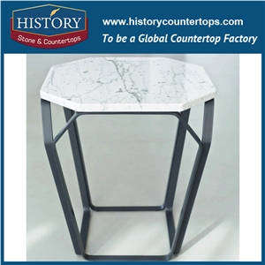 History Stone Hmj010 Bianco Carrara White Marble Octangular Shape High Gloss Molded Finishing for Restaurant Modern Table Top & Bar Top