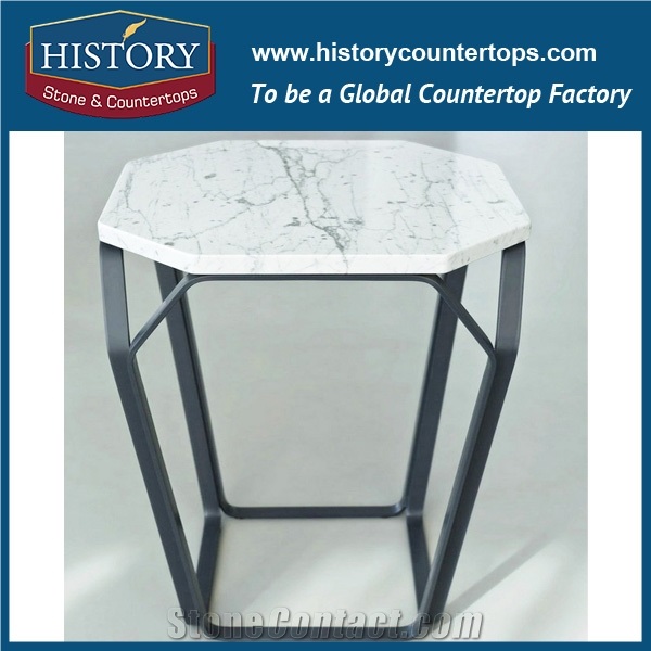 History Stone Hmj010 Bianco Carrara White Marble Rectangular Polished Finish Customizable Scrach-Resistant Table Top & Table for Indoor Construction