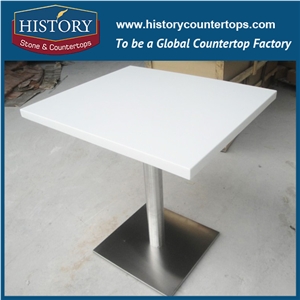 History Stone Hq2001 Pure White Sparkle Easy Maintain Artificial Engineered Stone Countertop for Durable Bar Couter, Table Top & Island Top
