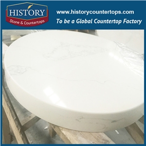 History Stone Hq5063 Calacatta Nuvo Engineered Stone Sparkle Composite Artificial Quartz Countertop for Indoor Worktops & Round Table Top