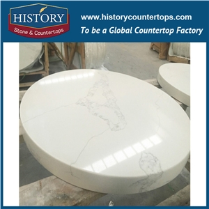 History Stone Hq5063 Calacatta Nuvo Straight Shape Artifical Quartz Countertop Custom Size with High Gloss and Hardness for Table Tops & Worktops