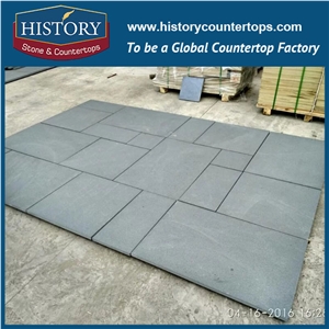 History Stone International Sales Natural Diamond Cutting Custom Size Black Sidewalk Fossil Sandstone Tile for Hotel Design
