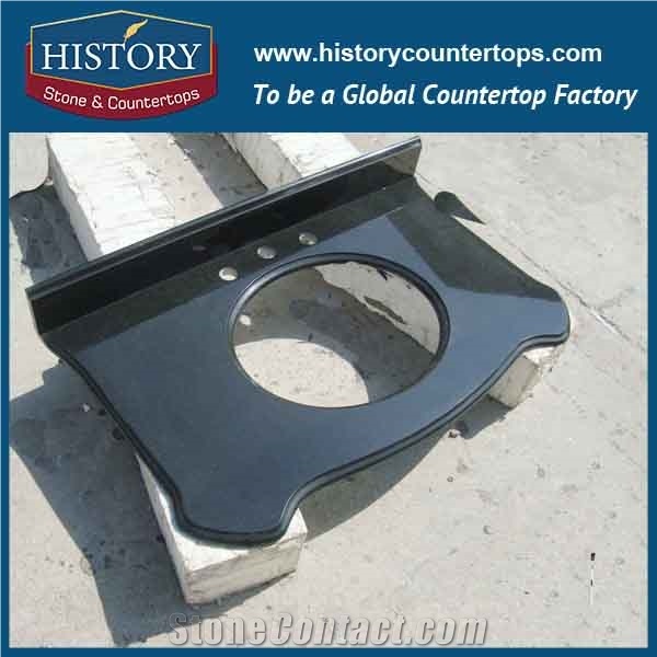 History Stone Jet Black Quartz Straight Edge Custom Made Integrated Durable for Restaurant Inlay Countertops & Kitchen Tops Replacement