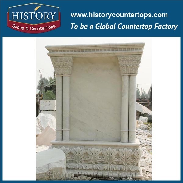 History Stone Latest Building Design Octagon Bases Pure White Solid Standing Round Shaped Columns Wedding Decoration Pillars