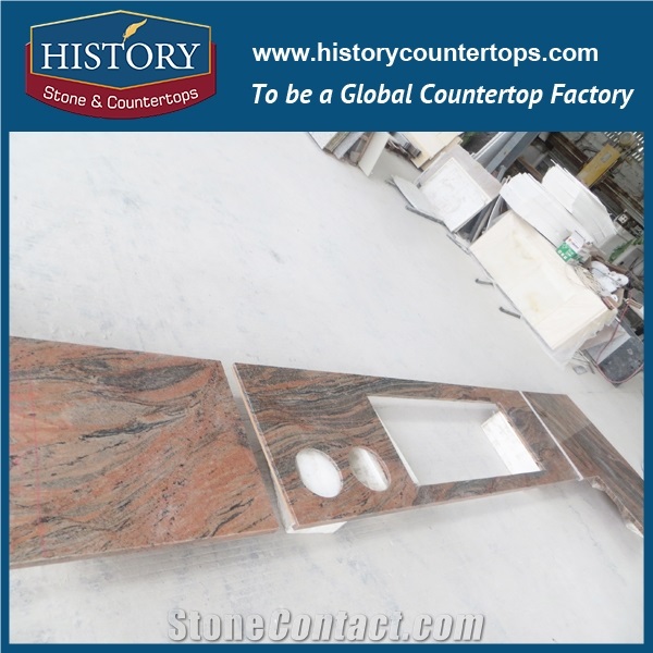 History Stone Multicolor Red Granite Easy Maintain Custom Cut Polished Finish Solid Surface for Countertops & Kitchen Island Top