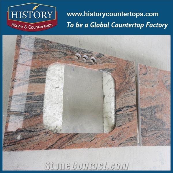 History Stone Multicolor Red Granite Easy Maintain Custom Cut Polished Finish Solid Surface for Countertops & Kitchen Island Top