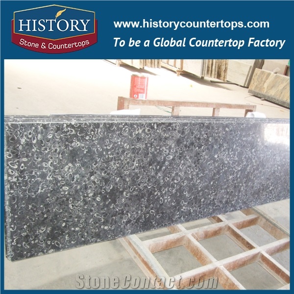 History Stone Natural Black Granite Handmade Polished Easy Clean Prefab Solid Color Countertops & Kitchen Tops for Hotel