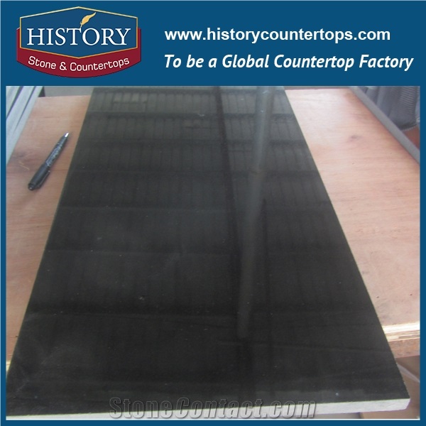 History Stone Natural Black Granite Handmade Polished Easy Clean Prefab Solid Color Countertops & Kitchen Tops for Hotel