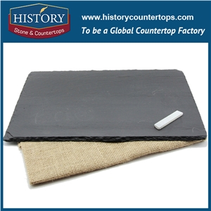 History Stone Natural Black Honed Surface Rectangle Pattern Suspension Type Slate Cutting Board