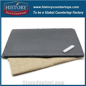 History Stone Rectangle Pattern Natural Black Honed Surface Slate Cutting Board, Classic Style Cookware