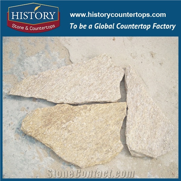 History Stone Slate Stone Random Flagstone for Garden Pavers, Natural Beige Color Building Decorative Stone