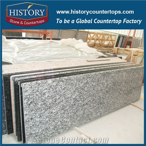 History Stone Spray White Granite First Class Hand Made Eased Shape Smooth Surface Laminated Countertops & Kitchen Island Tops, Worktops
