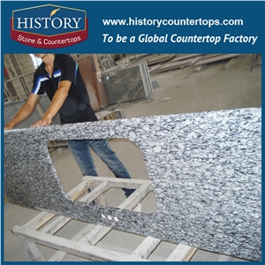 History Stone Spray White Granite with Wide Edge Polishing Hand Cut Laminate No Seams Countertops & Island Tops for Kitchen Decoration