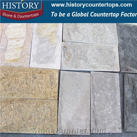 History Stone Tiger Yellow Black Grey Mushroom Slate, Mushroomed Slate Tiles for Wall Cladding