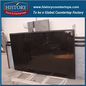History Stone Wholesale Absoute Black Granite Polishing Edge Prefab Size French Style Solid Surface Countertops & Kitchen Island Tops