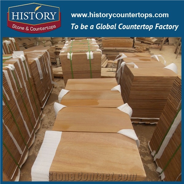 History Stone Wholesale Popular Natural Pavers Interior Design Wall/Floor Covering Textured Light Wooden Yellow Sandstone Tiles & Slabs