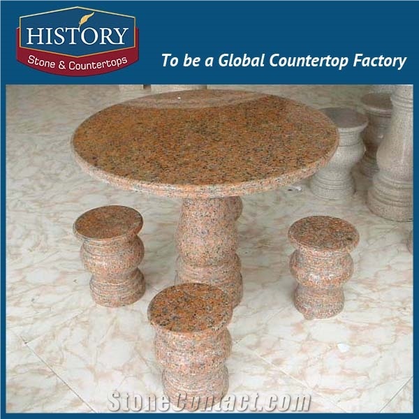History Stones 2017 New Style Modern Green Granite Strong Outdoor Irregular Shaped Park Garden Ornamental Bench & Table