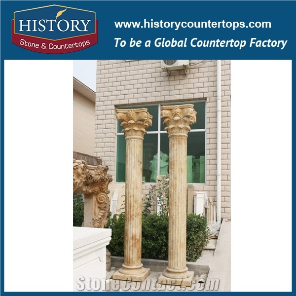History Stones 2017 Popular Nice Roman Art Round Column Latest Design Pure White Marble Stone Customized Home Decorative Pillars