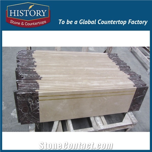 History Stones a Grade Natural Stone Galala Beige Marble Stairs Treads Outdoor Indoor Anti-Slip Staircase Building Material Stair & Steps