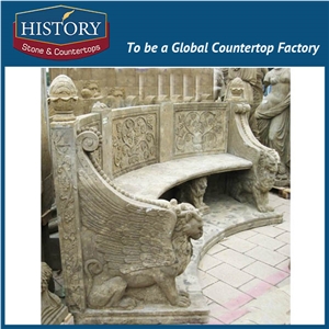 History Stones Antique Finished Polishing Surface Grey Marble Without Arm Design Chair Sets Interior Meeting Room Bench
