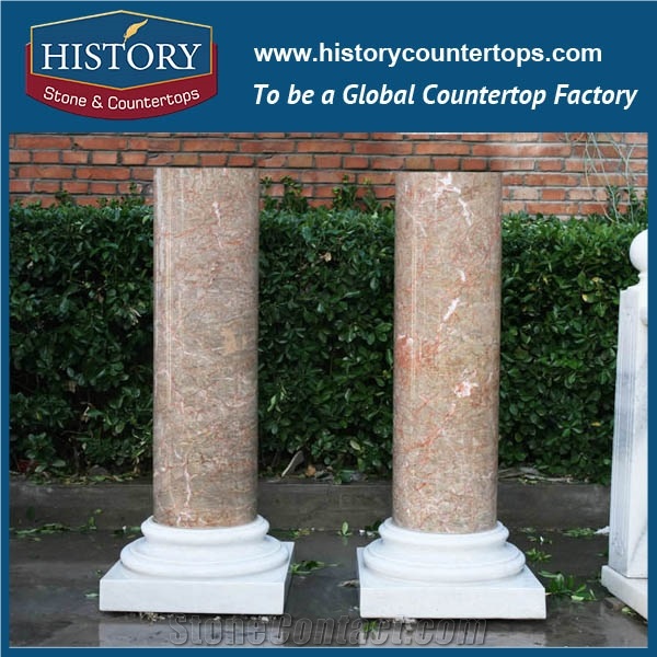 History Stones Building Ornament Western Style Large Galala Beige Marble Square Column Construction Material Landscape Sculptured Pillars