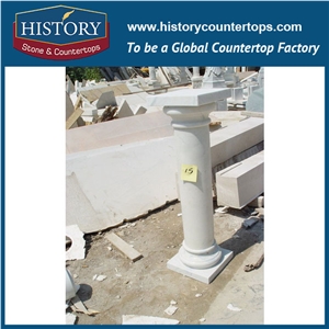 History Stones Cheap Pillars Roman Column Outdoor Stone Columns Flower Carving Design Natural Grey Marble Standard Mold Guide Pillar