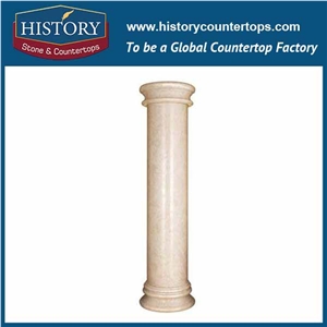 History Stones China Building Material Wholesale Price Solid Beige Marble Stone Column Perfect Villa Indoor Decoration Landscaped Pillars