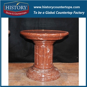 History Stones China Factory Customized Beauty Red Marble Columns Hand Carving Capital Marble Natural Stone Indoor Outdoor Bases Decoration Pillars