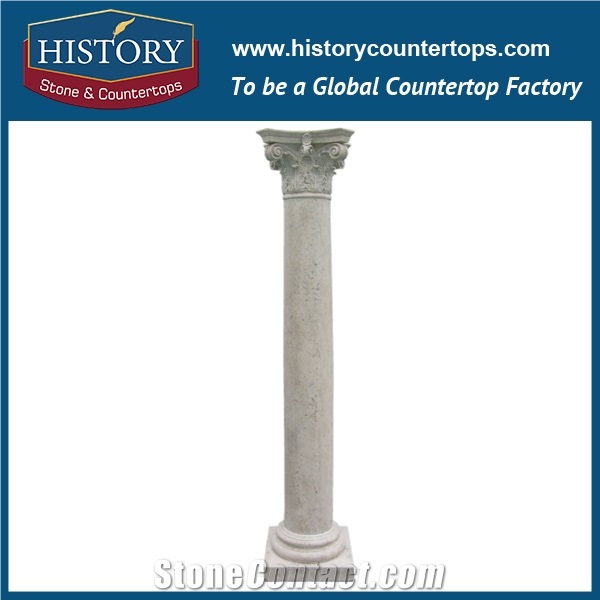 History Stones China Factory Price Antique Grey Limestone Gazebo Decor Column Polished Helicoidal Shaping Outdoor Decorative Pillars