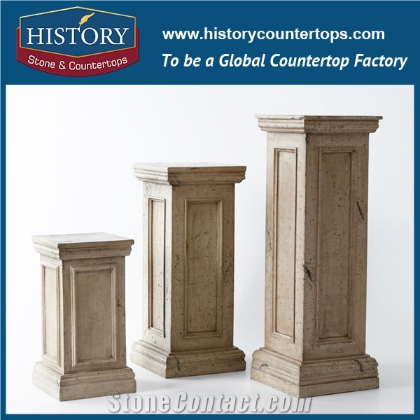 History Stones China Factory Price Antique Grey Limestone Gazebo Decor Column Polished Helicoidal Shaping Outdoor Decorative Pillars