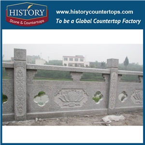 History Stones China Fine Workmanship Outside Decor Pure White Marble Handrail with Beautiful Floral Engraving Balusters & Railings