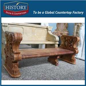 History Stones China Ladscaping Stone Beautiful Brown Marble Flower Carved Backset Design Garden Park Ornamental Bench