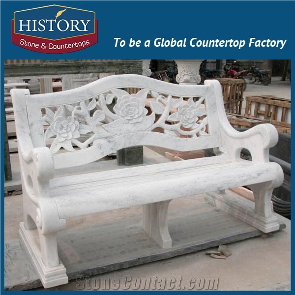 History Stones China Manufacturer Classical Style Unique Portrait Engraved Design Galala Beige Marble Chair Villa Home Indoor Decorative Bench