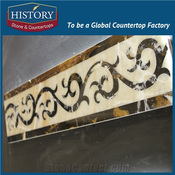 History Stones China Polished Inlayed Medallion Pattern Mosaic Trimming for Children Room Decoration Kitchen Wall Skirting Border