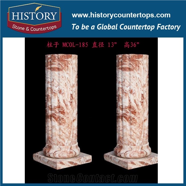 History Stones China Supplier Four Season Goods Figure Gate Columns Pure White Marble Stone Round Building Indoor Romans Column Architecture Pillar