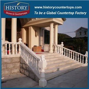 History Stones China Various Designs Pure White Full Hand Carving Antique Marble Exterior Stair Handrail Landscaped Balusters & Railings