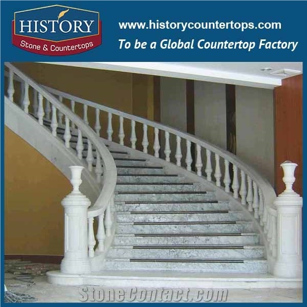 History Stones China Various Designs Pure White Full Hand Carving Antique Marble Exterior Stair Handrail Landscaped Balusters & Railings