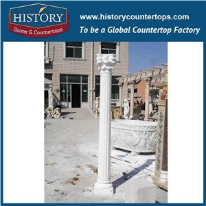 History Stones Chinese Customized Solid Pure White Marble Stone Big Column Exporter Building Western Style Carved Sculptured Pillars