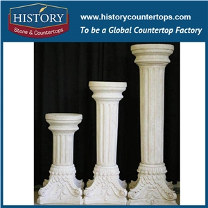 History Stones Chinese Customized Solid Pure White Marble Stone Big Column Exporter Building Western Style Carved Sculptured Pillars