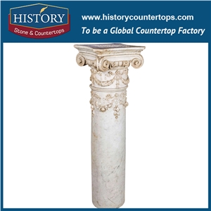 History Stones Chinese Hand Carved Sculpture Stone Polished Beige Marble Pillar for Construction Decoration Hotel Indoor Landscaping Pillars’