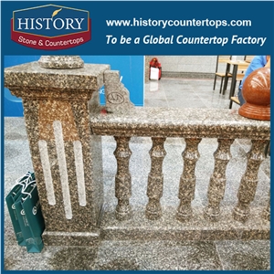 History Stones Chinese Natural Stone Polishing Surface Beige Granite Balustrades for House Free Standing Handrails Balusters & Railings