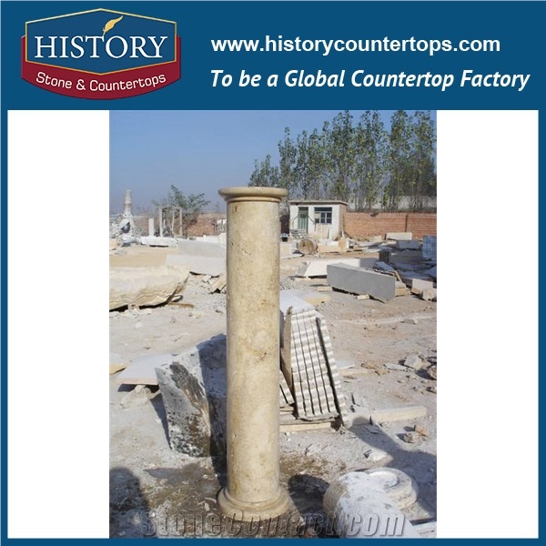 History Stones Chinese New Fashion Western Roman Classical Helicoidal Shaped Dark Grey Limestone Wholesale Buiding Constructive Pillars