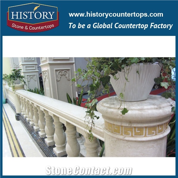 History Stones Classic Polished Decoration White Marble Stone Balustrades Modern Garden Carved Balusters & Railings
